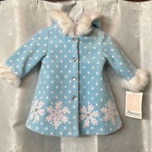 Bonnie Jean Baby decorative winter coat with sequins, embroidered snowflakes
